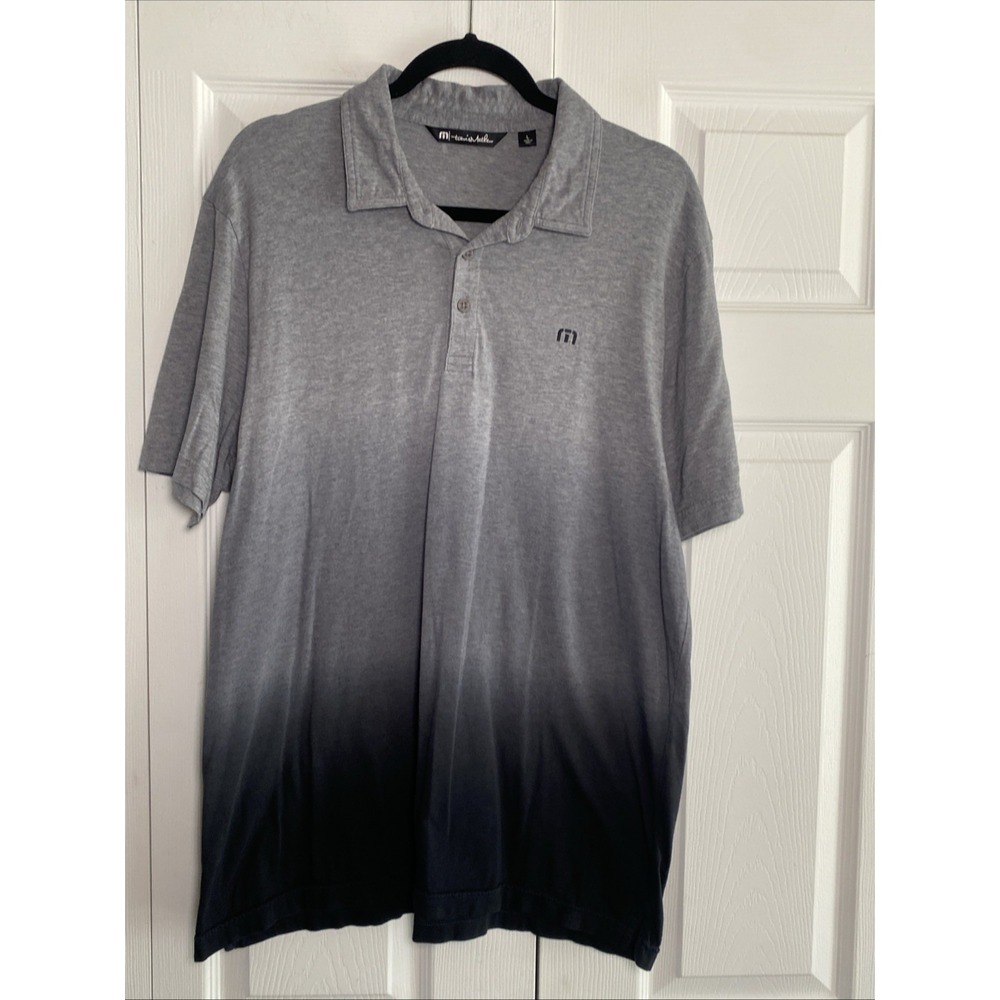 Travis Mathew Ombre Polo Shirt Size L Gray Black Wolfdancer Golf Club Golfing
